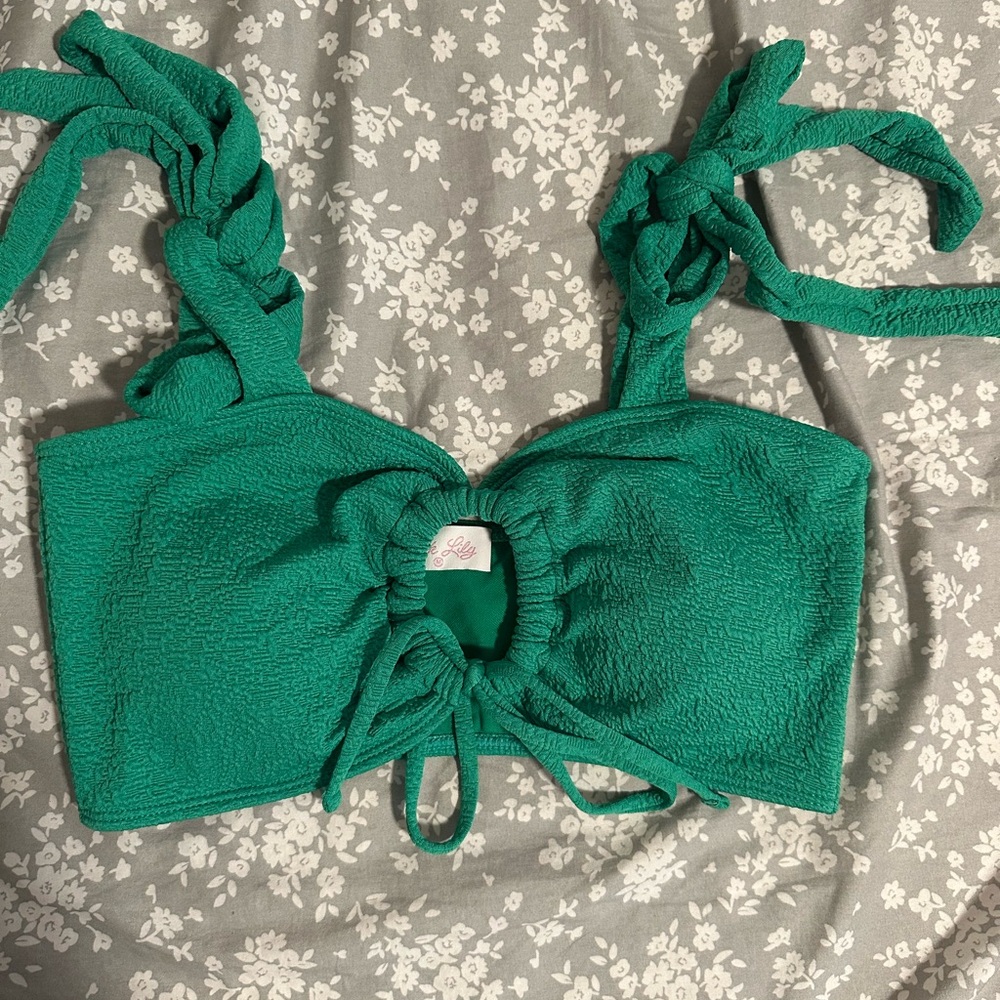 Pink Lily Green Bikini Swim Top